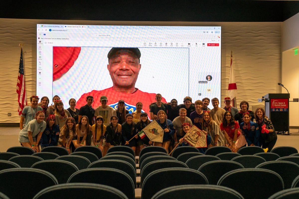 Diallo Wallace presenting to students at Elite Week aerospace education event